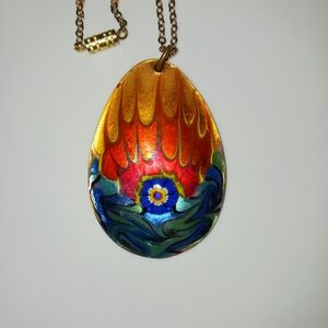 Fused Glass Art Glass Pendant Dichroic 16" Necklace